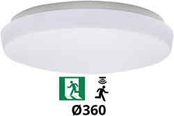 Pragmalux LED Plafonniere / Wandarmatuur Polo G3 IP64 18W 3000K-6000K 3-CCT 1550-1700lm 360 (1x26W) +Bewegingssensor & Noodmodule 3 uur manueel