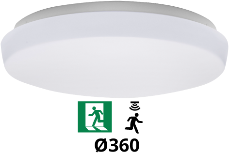 Pragmalux LED Plafonniere / Wandarmatuur Polo G3 IP64 18W 3000K-6000K 3-CCT 1550-1700lm 360 (1x26W) +Bewegingssensor & Noodmodule 3 uur manueel