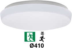 Pragmalux LED Plafonniere / Wandarmatuur Polo G3 IP64 22W 3000K-6000K 3-CCT 1950-2150lm 410 (1x32W) +Bewegingssensor & Noodmodule 3 uur manueel