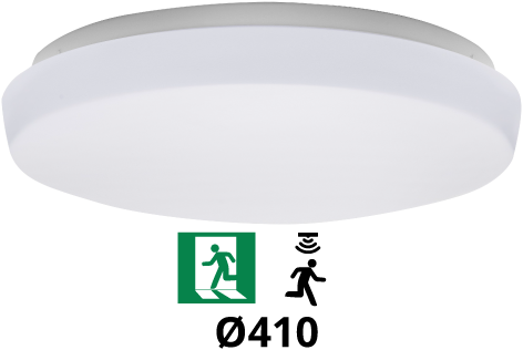 Pragmalux LED Plafonniere / Wandarmatuur Polo G3 IP64 22W 3000K-6000K 3-CCT 1950-2150lm 410 (1x32W) +Bewegingssensor & Noodmodule 3 uur manueel