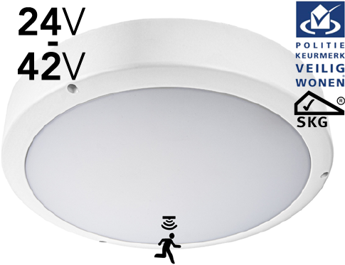 Pragmalux LED Bulkhead Venus G2 IP65 24-42V AC/DC  2,75W-5W 3000K-5000K 3-CCT 295-570lm 300 + bewegingssensor