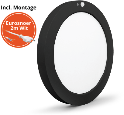 Pragmalux LED Downlight Luna G2 PIR zwart IP44 9W/18W 3000K-6000K 3-CCT 1025-2000lm 227 Buitenmaat - Gatmaat 65-185+Driver incl. eurosnoer 2m wit