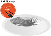 Pragmalux LED Downlight Mondial IP54 facet wit verdiept 6-19,5W 725-2450lm 3-CCT CRI>90 UGR<19 60D BØ176 - GØ150-160 +Philips driver incl.3P snoer