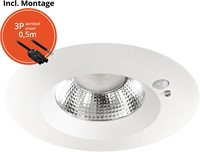 Pragmalux LED Downlight Mondial PIR IP54 facet wit 13-18W 1400-2100lm 3-CCT UGR<19 60D BØ190 - GØ150-165 +LED Driver incl.3P aansluitsnoer