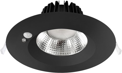 Pragmalux LED Downlight Mondial PIR IP54 facet zwart 13-18W 1400-2100lm 3-CCT UGR<19 60D BØ190 - GØ150-165 +LED Driver incl.3P aansluitsnoer-2