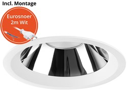 Pragmalux LED Downlight Mondial IP54 hoogglans wit licht verdiept 6-19,5W 725-2450lm 3-CCT CRI>90 UGR<19 60D BØ176 - GØ150-160 +Philips driver incl. eurosnoer 2m wit