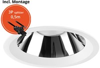 Pragmalux LED Downlight Mondial IP54 hoogglans wit licht verdiept 6-19,5W 725-2450lm 3-CCT CRI>90 UGR<19 60D BØ176 - GØ150-160 +Philips driver incl.3P snoer splitter, 1 in 2 uit