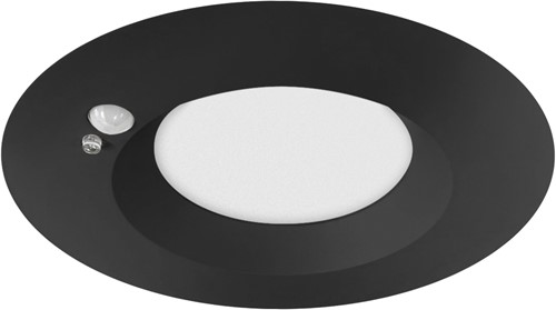 Pragmalux LED Downlight Mondial PIR IP54 opaal zwart 13-18W 1400-2100lm 3-CCT 100D BØ190 - GØ150-165 +LED Driver