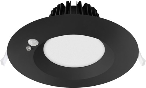 Pragmalux LED Downlight Mondial PIR IP54 opaal zwart 13-18W 1400-2100lm 3-CCT 100D BØ176 - GØ150-160 +LED Driver incl. eurosnoer 2m zwart-2