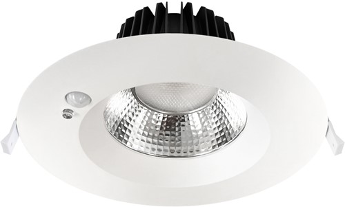 Pragmalux LED Downlight Mondial PIR IP54 facet wit 13-18W 1400-2100lm 3-CCT UGR<19 60D BØ176 - GØ150-160 +LED Driver incl. eurosnoer 2m wit-2