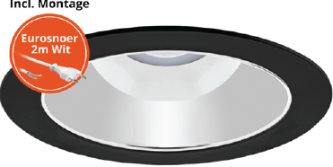 Pragmalux LED Downlight Spectre SR IP54 10-20W 3000K-5700K 3-CCT 1150-2200lm zwart 172 Buitenmaat - Gatmaat 150-165 +Philips Driver incl. eurosnoer 2m wit(2x18W)