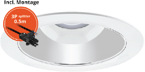 Pragmalux LED Downlight Spectre SR IP54 10-14W 3000K-5700K 3-CCT 1050-1550lm 145 Buitenmaat - Gatmaat 125-135 +Philips Driver incl. 3P Aansluitsnoer en splitter, 1 in 2 uit (1x18W)
