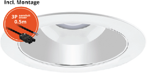 Pragmalux LED Downlight Spectre SR IP54 10-20W 3000K-5700K 3-CCT 1150-2200lm 172 Buitenmaat - Gatmaat 150-165 +Philips Driver incl. 3P Aansluitsnoer (2x18W)