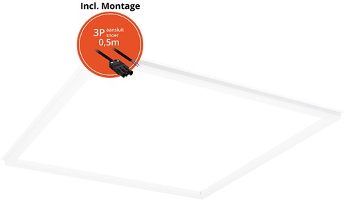 Pragmalux LED Frame Paneel Conto 60x60cm 28-40W 3CCT 3000K-3500K-4000K 3250-5000lm wit + Philips Driver incl.3P Aansluitsnoer (4x14W)