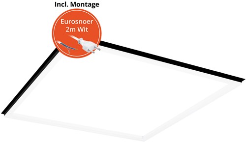 Pragmalux LED Frame Paneel Conto 60x60cm 28-40W 3CCT 3000K-3500K-4000K 3250-5000lm zwart + Philips Driver incl.eurosnoer 2m (4x14W)