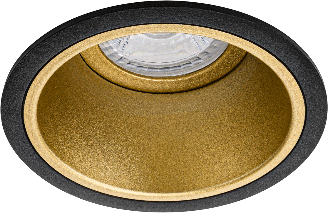 Aan Doelwit Geld lenende Pragmalux Inbouwspot Mido Rond Zwart/Goud - Incl. GU10 Fitting | Distrilight