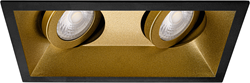 Pragmalux Inbouwspot Zena Vierkant 2V Kantelbaar Zwart/Goud - Incl. GU10 Fitting