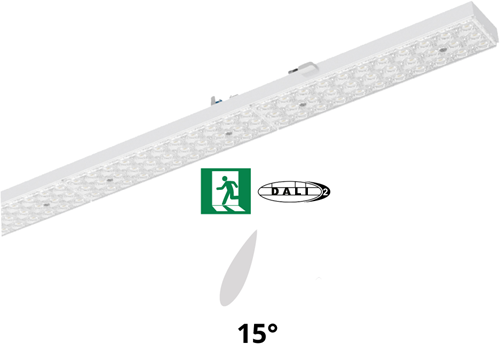 Pragmalux PRX-Line LED module 1528mm 60W 9150lm 3000K asymmetrisch Links 15 DALI noodverlichting 3h 600lm