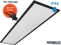 Pragmalux LED Paneel 30x120cm Sigma G2 Zwart IP44 26-38W 3000K-4000K 2-CCT 3500-5100lm UGR<19 +Driver incl. 3P Aansluitsnoer en splitter en trekontlasting, 1 in 2 uit (2x28W)-1
