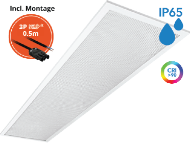 Pragmalux LED Paneel 30x120cm Sigma G2 IP65 CRI>90 13-26W 5000K-6500K 2-CCT 1800-3800lm UGR<19 +Philips Driver incl. 3P Aansluitsnoer (2x28W/2x36W)