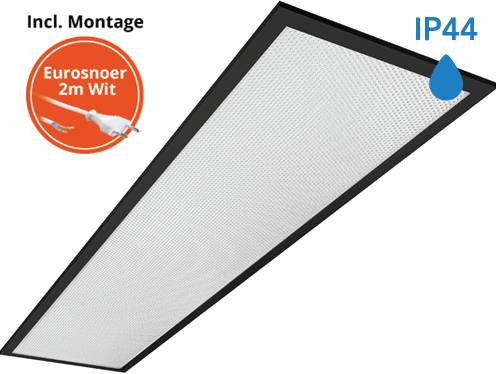 Pragmalux LED Paneel 30x120cm Sigma G2 Zwart IP44 18-26W 3000K-4000K 2-CCT 2400-3650lm UGR<19 +Philips Driver incl. eurosnoer 2m wit (2x28W)