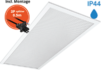 Pragmalux LED Paneel 30x60cm Sigma G2 IP44 11-20W 3000K-4000K 2-CCT 1250-2500lm UGR<19 +Philips Driver incl. 3P Aansluitsnoer en splitter en trekontlasting, 1 in 2 uit (2x14W)