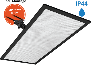 Pragmalux LED Paneel 30x60cm Sigma G2 Zwart IP44 11-20W 3000K-4000K 2-CCT 1250-2500lm UGR<19 +Philips Driver incl. 3P Aansluitsnoer en splitter en trekontlasting, 1 in 2 uit (2x14W)