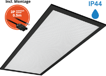 Pragmalux LED Paneel 30x60cm Sigma G2 Zwart IP44 11-20W 3000K-4000K 2-CCT 1250-2500lm UGR<19 +Philips Driver incl. 3P Aansluitsnoer (2x14W)