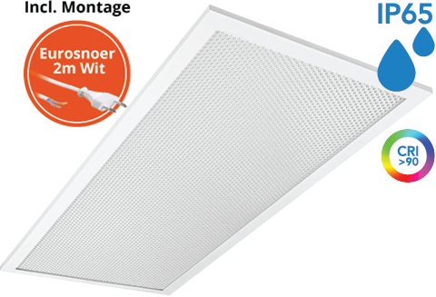 Pragmalux LED Paneel 30x60cm Sigma G2 IP65 CRI>90 6-20W 3000K-4000K 2-CCT 700-2500lm UGR<19 +Philips Driver incl. eurosnoer 2m wit(2x14W/2X18W)