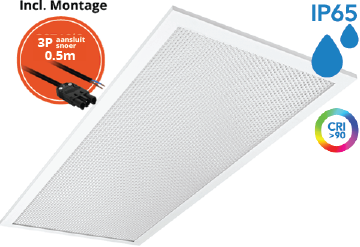 Pragmalux LED Paneel 30x60cm Sigma G2 IP65 CRI>90 6-20W 3000K-4000K 2-CCT 700-2500lm UGR<19 +Philips Driver incl. 3P Aansluitsnoer (2x14W/2X18W)