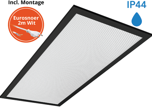 Pragmalux LED Paneel 30x60cm Sigma G2 Zwart IP44 11-20W 3000K-4000K 2-CCT 1250-2500lm UGR<19 +Philips Driver incl. eurosnoer 2m wit (2x14W)