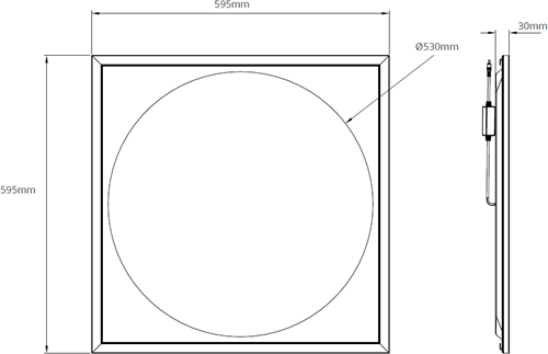 Pragmalux LED Paneel 60x60cm Rondix IP54 28-40W 3CCT 3250-5000lm UGR<19 zwart RAL9005 + Philips Driver (4x14W)-3