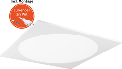 Pragmalux LED Paneel 60x60cm Rondix IP54 28-40W 3000K-3500K-4000K 3CCT 3250-5000lm UGR<19 wit RAL9016 + Philips Driver incl.eurosnoer 2m (4x14W)