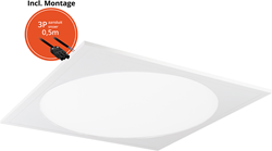 Pragmalux LED Paneel 60x60cm Rondix IP54 28-40W 3000K-3500K-4000K 3CCT 3250-5000lm UGR<19 wit RAL9016 + Philips Driver incl. 3P Aansluitsnoer (4x14W)