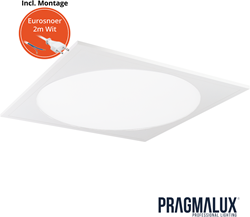 Pragmalux LED Paneel 60x60cm Rondix IP54 20-40W 3000K-3500K-4000K 3CCT 2300-5000lm UGR<19 wit RAL9016 + Driver incl.eurosnoer 2m (4x14W)