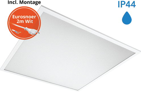 Pragmalux LED Paneel 60x60cm Sigma G2 IP44 18-26W 3000K-4000K 2-CCT 2400-3650lm UGR<19 +Philips Driver incl. eurosnoer 2m wit (4x14W)