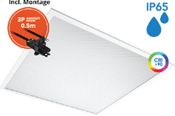 Pragmalux LED Paneel 60x60cm Sigma G2 IP65 CRI>90 13-26W 3000K-4000K 2-CCT 1700-3600lm UGR<19 +Philips Driver incl. 3P Aansluitsnoer en splitter en trekontlasting, 1 in 2 uit (4x14W/4X18W)