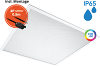 Pragmalux LED Paneel 60x60cm Sigma G2 IP65 CRI>90 13-26W 3000K-4000K 2-CCT 1700-3600lm UGR<19 +Philips Driver incl. 3P Aansluitsnoer (4x14W/4X18W)