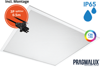 Pragmalux LED Paneel 60x60cm Sigma G2 IP65 CRI>90 26-37W 5000K-6500K 2-CCT 3700-5300lm UGR<19 +Driver incl. 3P Aansluitsnoer en splitter en trekontlasting, 1 in 2 uit (4x14W/4X18W)