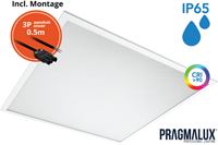 Pragmalux LED Paneel 60x60cm Sigma G2 IP65 CRI>90 26-37W 3000K-4000K 2-CCT 3550-5000lm UGR<19 +Driver incl. 3P Aansluitsnoer (4x14W/4X18W)