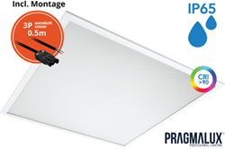 Pragmalux LED Paneel 60x60cm Sigma G2 IP65 CRI>90 26-37W 5000K-6500K 2-CCT 3700-5300lm UGR<19 +Driver incl. 3P Aansluitsnoer (4x14W/4X18W)