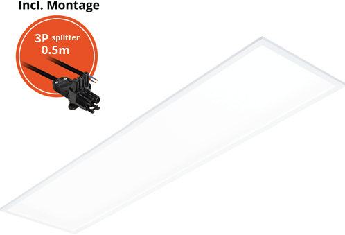 Pragmalux LED Paneel 30x120cm Easy G2 27-36W 3000K-6000K 3-CCT 3000-4200lm +Philips Driver incl. 3P Aansluitsnoer en splitter en trekontlasting, 1 in 2 uit (2x28W)