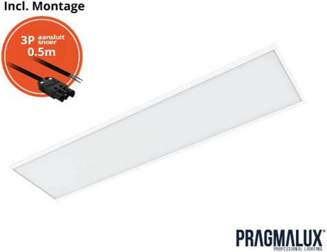 Pragmalux LED Paneel 30x120cm Essence G3 25-34W 3000K-6000K 3-CCT 3050-4350lm UGR<19 +Driver incl. 3P Aansluitsnoer (2x28W)