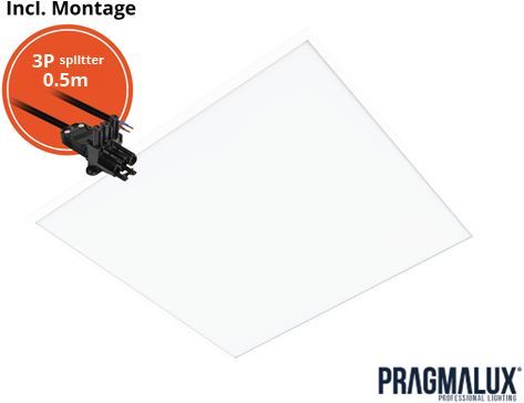 Pragmalux LED Paneel 60x60cm Essence G3 25-34W 3000K-6000K 3-CCT 3050-4350lm UGR<19 +Driver incl. 3P Aansluitsnoer en splitter en trekontlasting, 1 in 2 uit (4x14W)