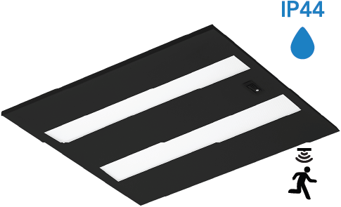 Pragmalux LED Paneel Flexcore IP44 Easyair Sensor 60x60cm 26-39W 3600-5500lm 3000K-3500K-4000K 3CCT CRI >90 UGR<19 zwart RAL9005 +Philips DALI SR driver