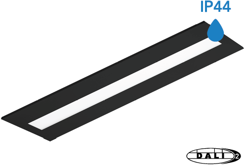 Pragmalux LED Paneel Flexcore IP44 30x120cm 26-39W 3600-5500lm 3000K-3500K-4000K 3CCT CRI >90 UGR<19 zwart RAL9005 +Philips DALI driver