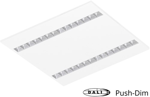 Pragmalux LED Paneel Optic matte reflector 60x60cm 36W 4350-4750lm 3000K-3500K-4000K 3CCT CRI>90 UGR<16 wit RAL9003 + Philips DALI driver
