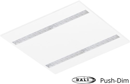 Pragmalux LED Paneel Optic transparant reflector 60x60cm 36W 4400-4800lm 3000K-3500K-4000K 3CCT CRI>90 UGR<16 wit RAL9003 + Philips DALI driver