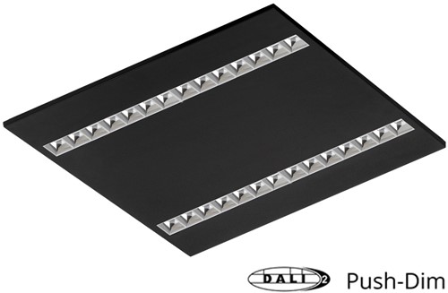 Pragmalux LED Paneel Optic hoogglans reflector 60x60cm 36W 4400-4800lm 3000K-3500K-4000K 3CCT CRI>90 UGR<16 zwart RAL9005 + Philips DALI driver