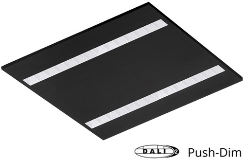 Pragmalux LED Paneel Optic witte reflector 60x60cm 36W 4350-4750lm 3000K-3500K-4000K 3CCT CRI>90 UGR<16 zwart RAL9005 + Philips DALI driver